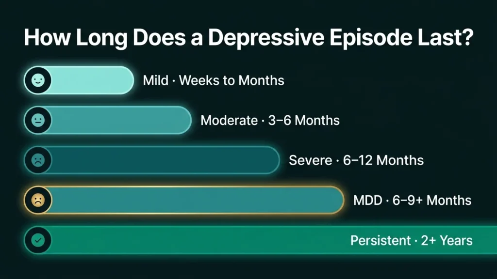 Infographic comparing the duration of different depressive episodes